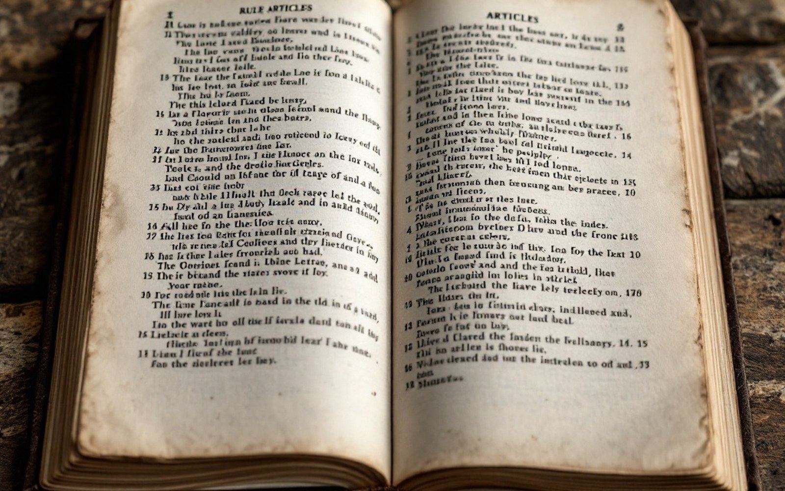 A rule book open at a page of numbered articles
